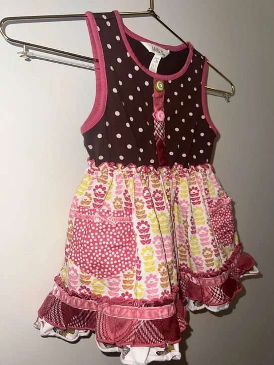 Matilda Jane Full Bloom Sara Top Dress Size 4 Polka Dot Floral Ruffle Boutique - Picture 9 of 9
